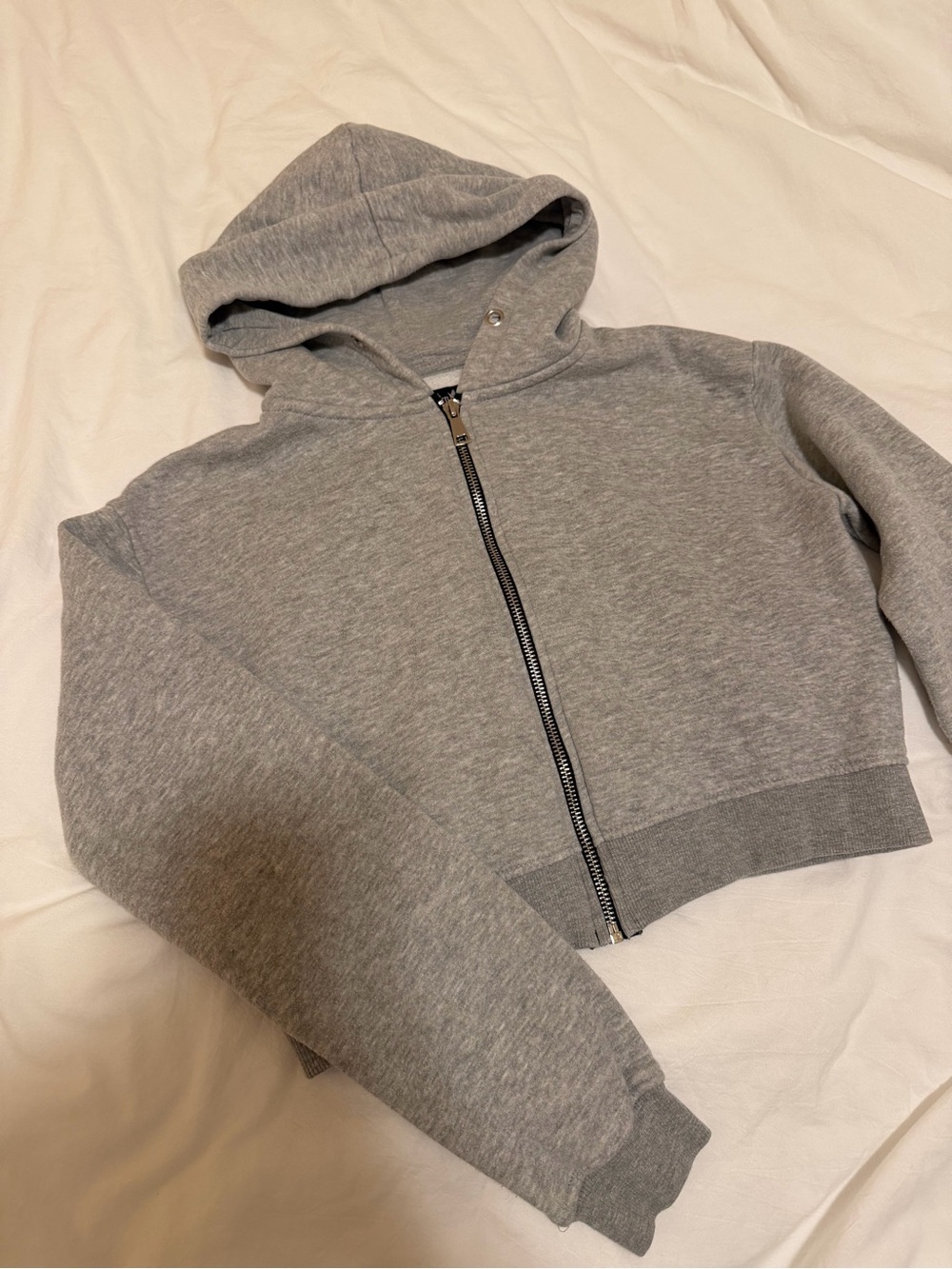 PrettyLittleThing Gray Cropped Zip Hoodie Size Small